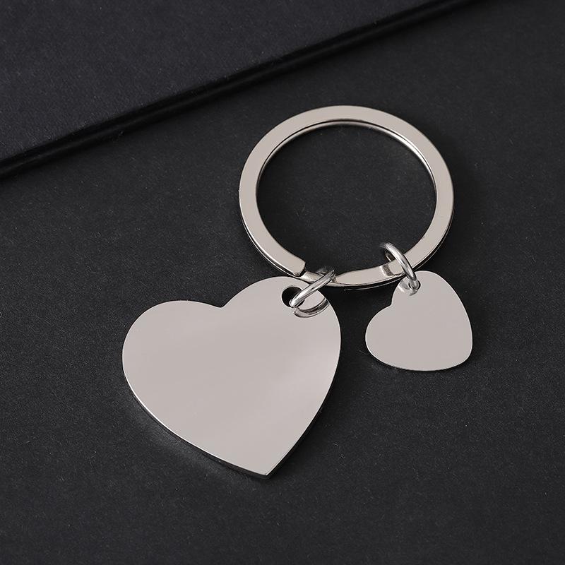 Stainless Steel Heart-Shaped Laser Engravable Metal Keychain Gift
