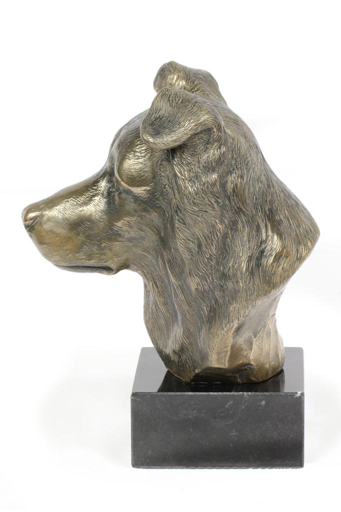 Border Collie - Dog Statue, Bust On Stone Base, Sculpture, Trophy for Dog Show by Art-Dog Brand