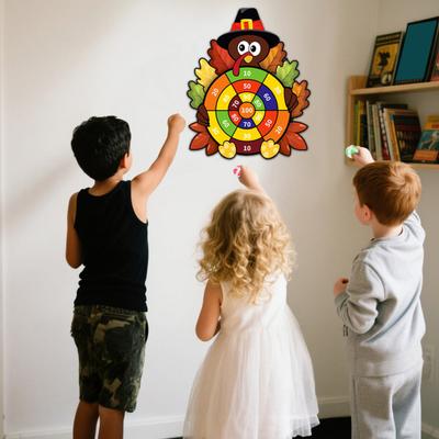 Jogo de Ação de Graças Jogo de Dardos de Peru Jogo de Festa Interno Externo com 6 Bolas Pegajosas e 8 Dardos para Atividades Familiares de Adultos Presentes de Feriado