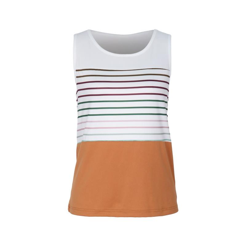 YYFS Women's Fashion Summer Spring Casual Stripe Print Sleeveless O-Neck T-shirts and Tops