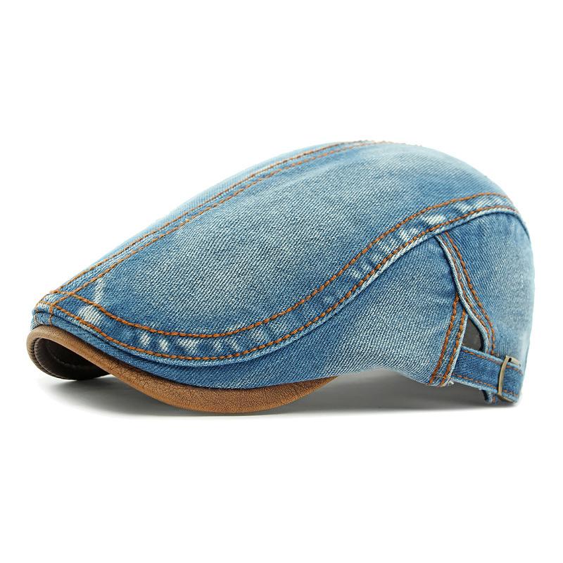 Spring Summer Denim Hat Men's Beret British Vintage Peaked Cap Women's Forward Cap