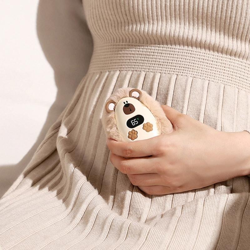 Schnellheizender Cartoon Plüsch Elektrischer Handwärmer mit 3 Einstellbaren Temperaturen Digitalanzeige Winter Reise Essentiell
