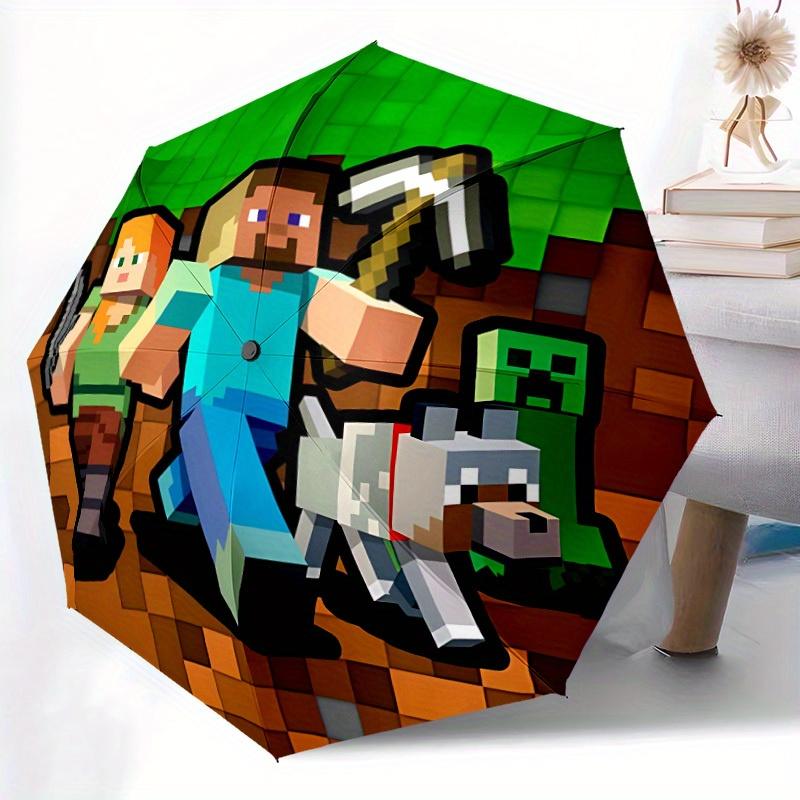 1pc Minecraft Automatic Cute Umbrella 8-Bone Design Compact Gear for Outdoor Travel, Perfect Gift for Friends or Family Yy280828126