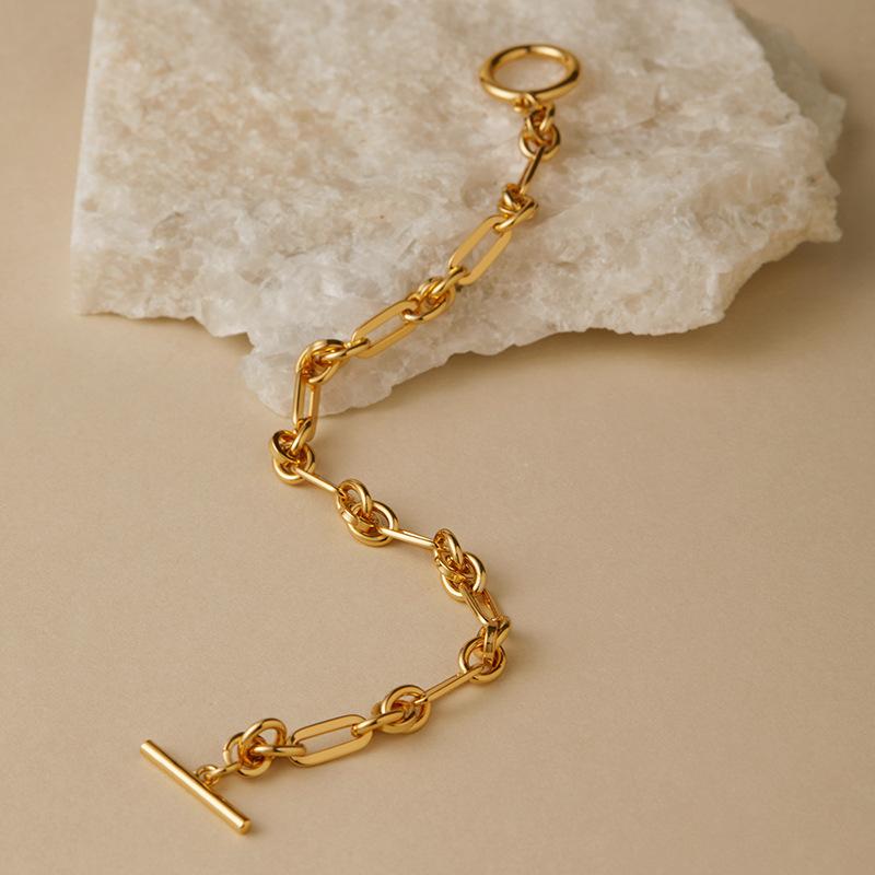 Copper Plated 18k Gold Twist Chain Bracelet Fashion Minimalist Jewelry