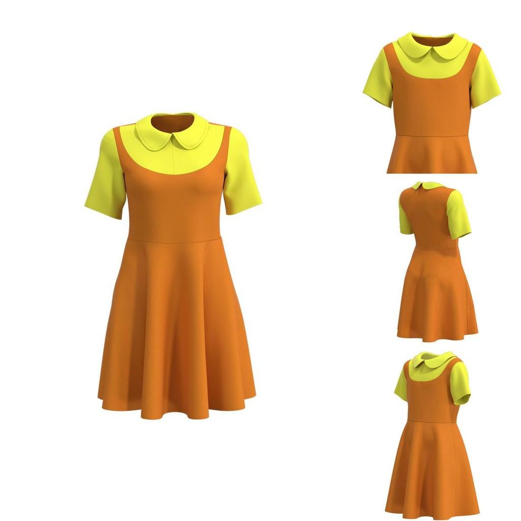 Squid Game Wooden Doll Cosplay Dress Comfortable And Breathable Red Green Light