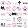 50 Pink Pixel-Style Yandere Stickers: Cute Japanese Cartoon Decor for Notebooks & Computers