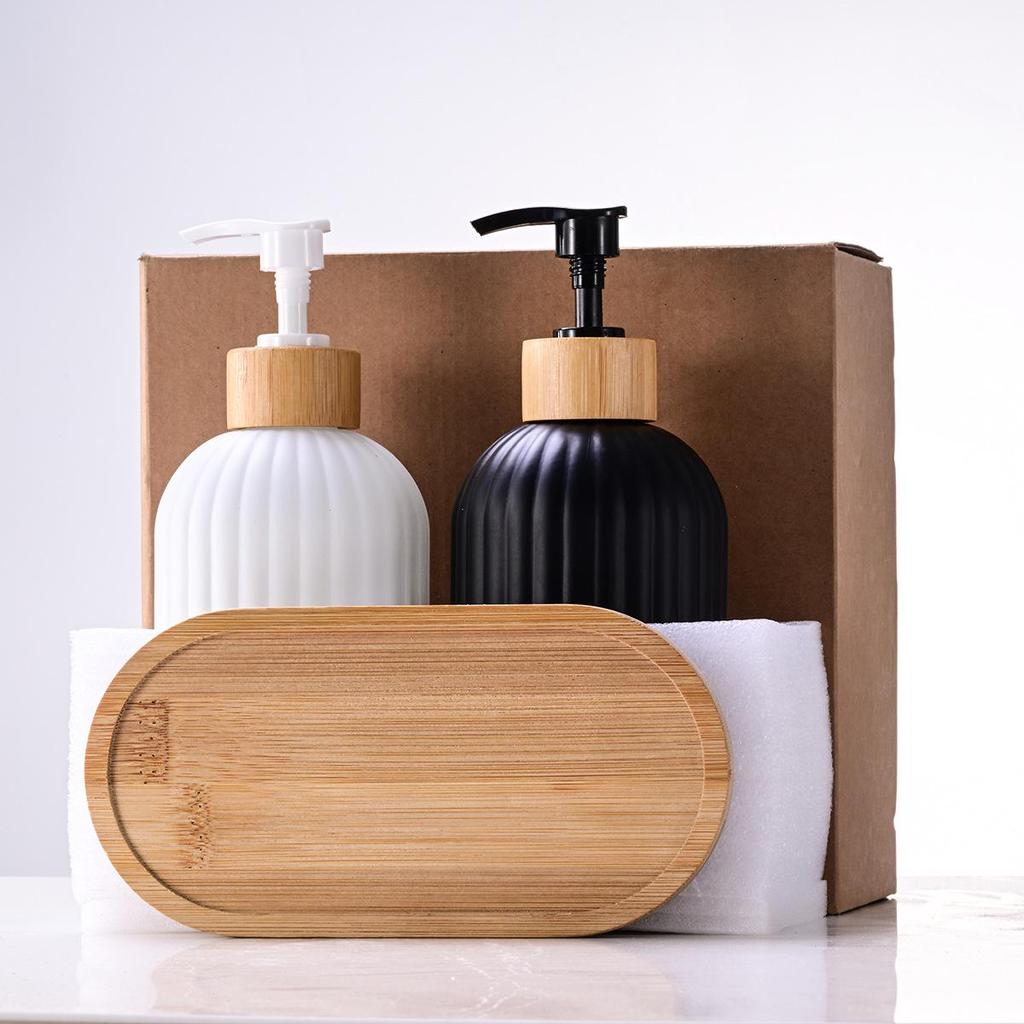 Nordic Large Capacity Vertical Stripe Glass Bottle for Hand Sanitizer, Shampoo, or Shower Gel