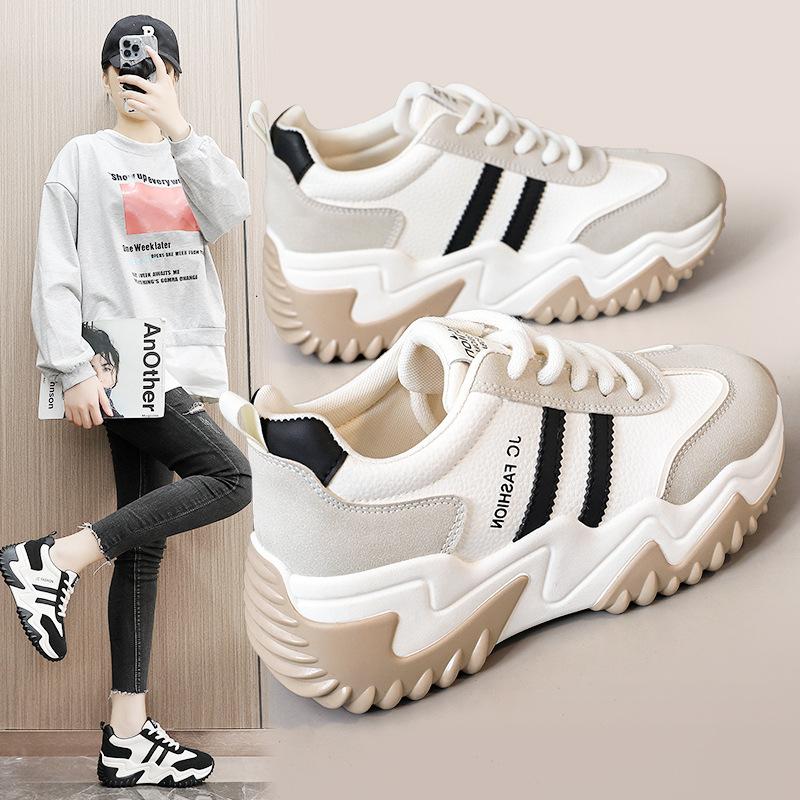 High-end Internal High-end Autumn Dad Shoes Korean Casual Shoes Sneakers Thick Sole Color-blocking and Breathable Women