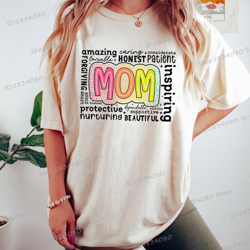 Retro Mutter Mode Lässige Oberteile Geschenk für Mama Lustige T-Shirts Muttertag Klassische Oberteile Mom Life Aufgedrucktes T-Shirt Damenbekleidung