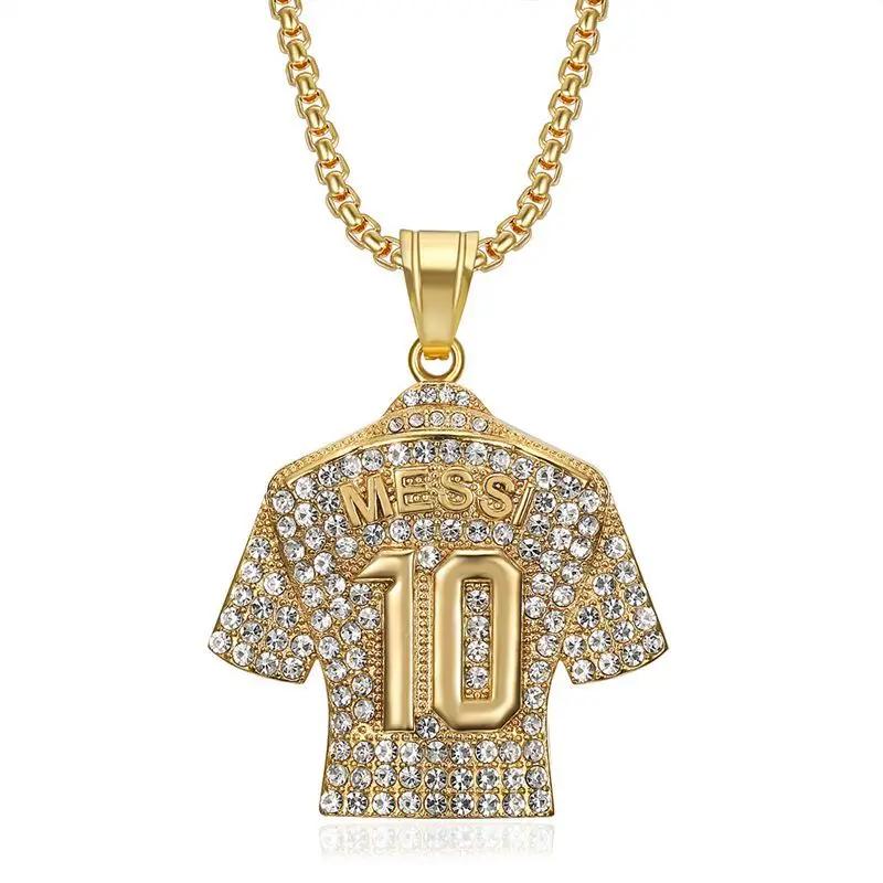 HNSP Lionel Messi Cristiano Ronaldo Jersey Pendant Chain Necklace For Men Boy Soccer Fan Gifts Football Zircon Accessories