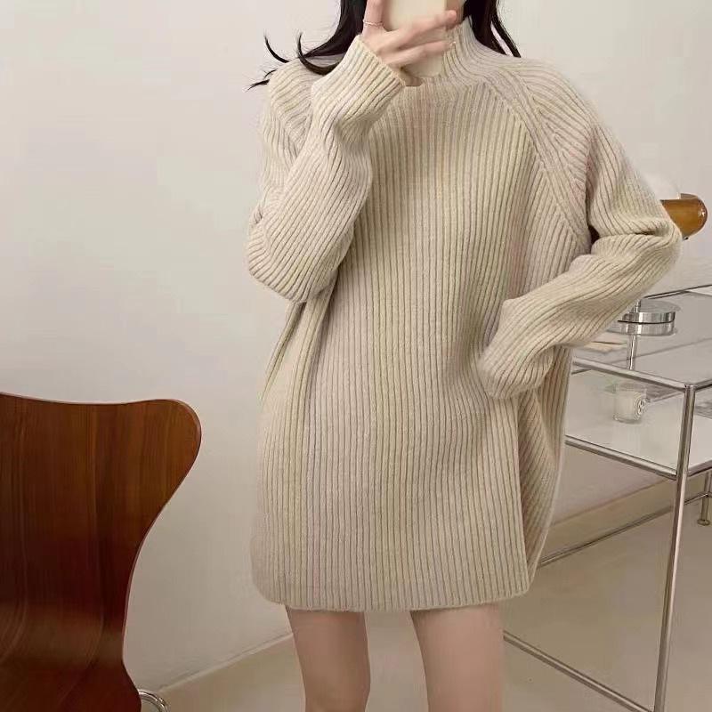 Einfacher Pullover mit halbem Rollkragen in Unifarbe, Basic-Strickpullover, Winter-Neuheit, Strickpullover für Damen, Trend