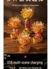 Seven-Color LED Rechargeable Buddha Offering Lamp - Lotus Design for Home and Guanyin Devotion.