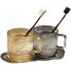 KaYou Luxus-Zahnbürsten- & Mundspülbecher-Set – Eleganter Glasständer & Paarfreundliches Design.