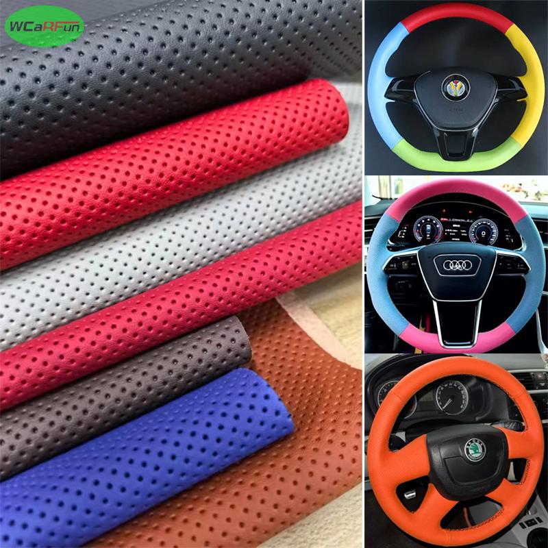 Leather Braid Steering Wheel Cover For BMW 5 6 7 Series F10 F07 F06 F12 F13 F01 F02 red blue line Perforated Microfiber Leather