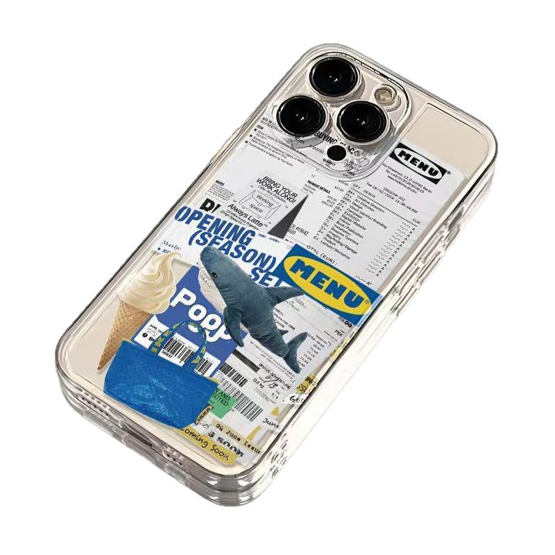 Ice Cream Cone Shark iPhone 17 Pro Max Compatible Soft Case for Apple 16/17 Pro, 15/14/13.