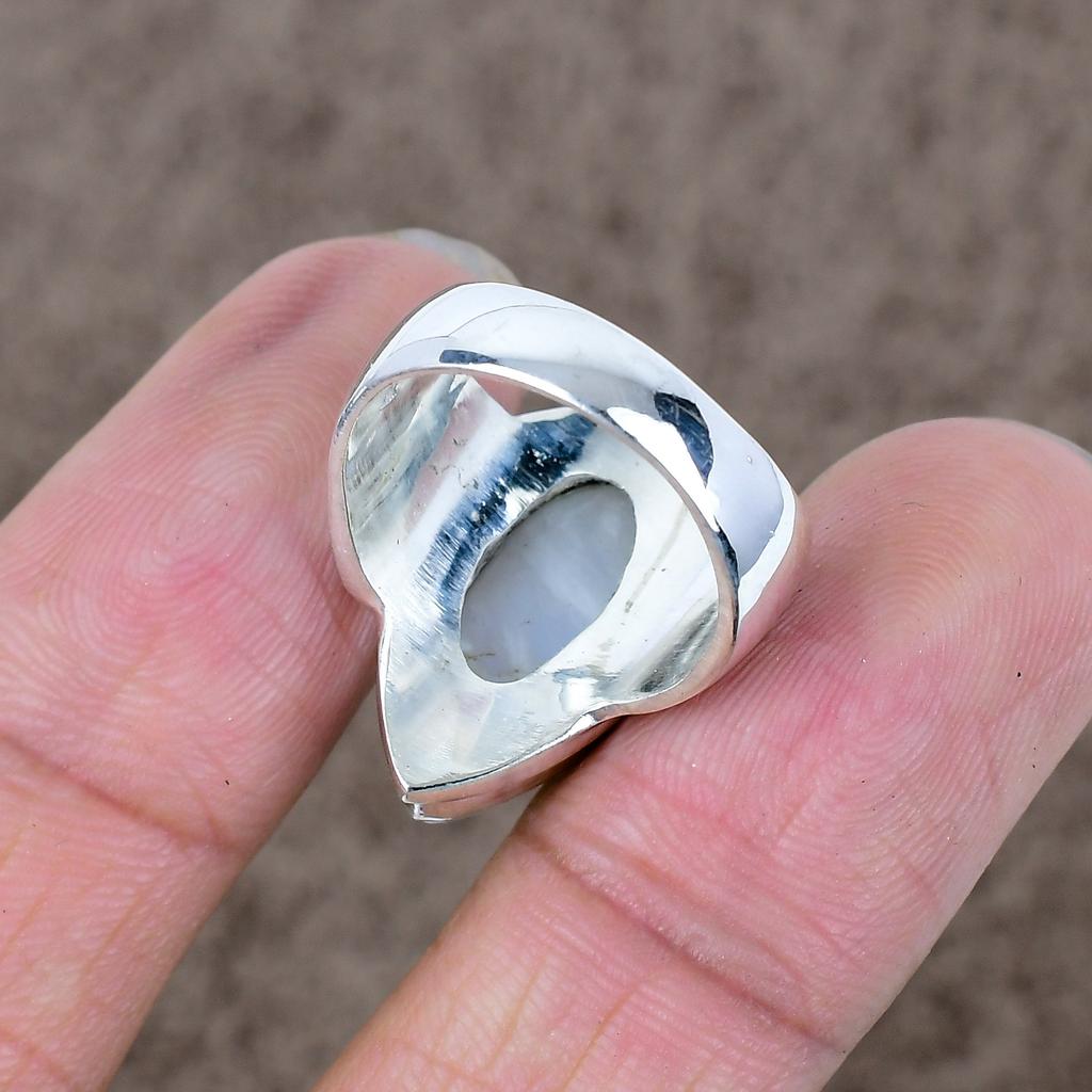 Moonstone Genstone Handmade 925 Sterling Silver Jewelry Ring Size 8 KKG-542