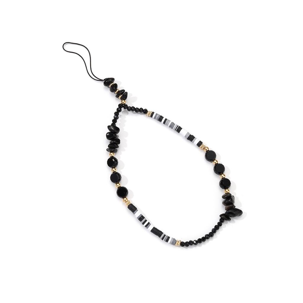 Fashion Handmade Color Crystal Stone Soft Pottery Sheet Beaded Mobile Phone Chain Wrist Anti-Loss Pendant Pendant Wholesale