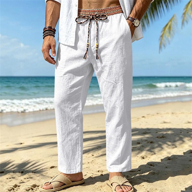 New Men s Summer Casual Pants Loose-Fit Oversized Luxury Pants Men s Breathable Wide-Leg Pants Men s Slim-Fit Pants S белый
