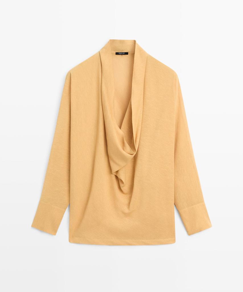 Masimodutti Fluid Drape Neck Blouse