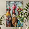 Vintage Metal Chicken Poster, Iron Foil Wall Art for Kitchen Decor