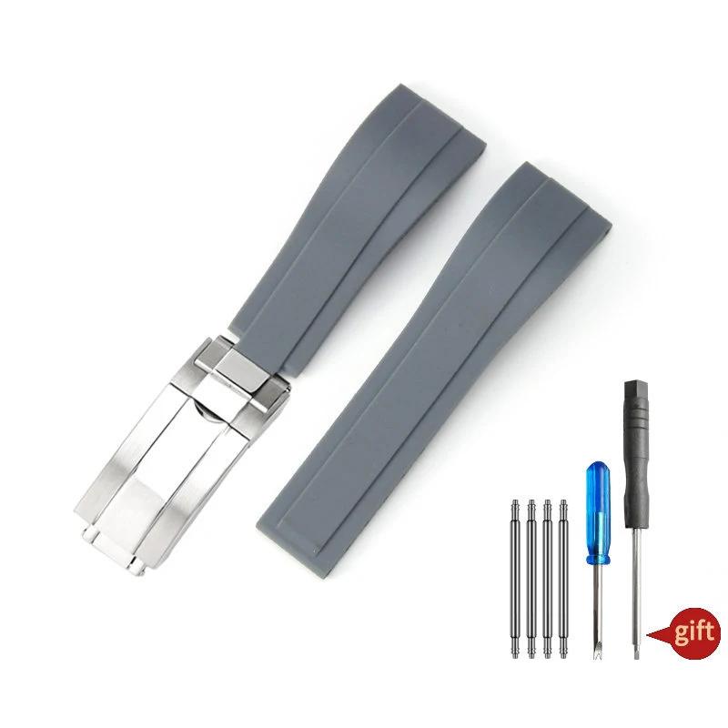 Nature Soft Silicone Rubber Men 20mm Watchband For Rolex Watch Strap Daytona Submariner GMT OYSTERFLEX Bracelet Folding Buckle