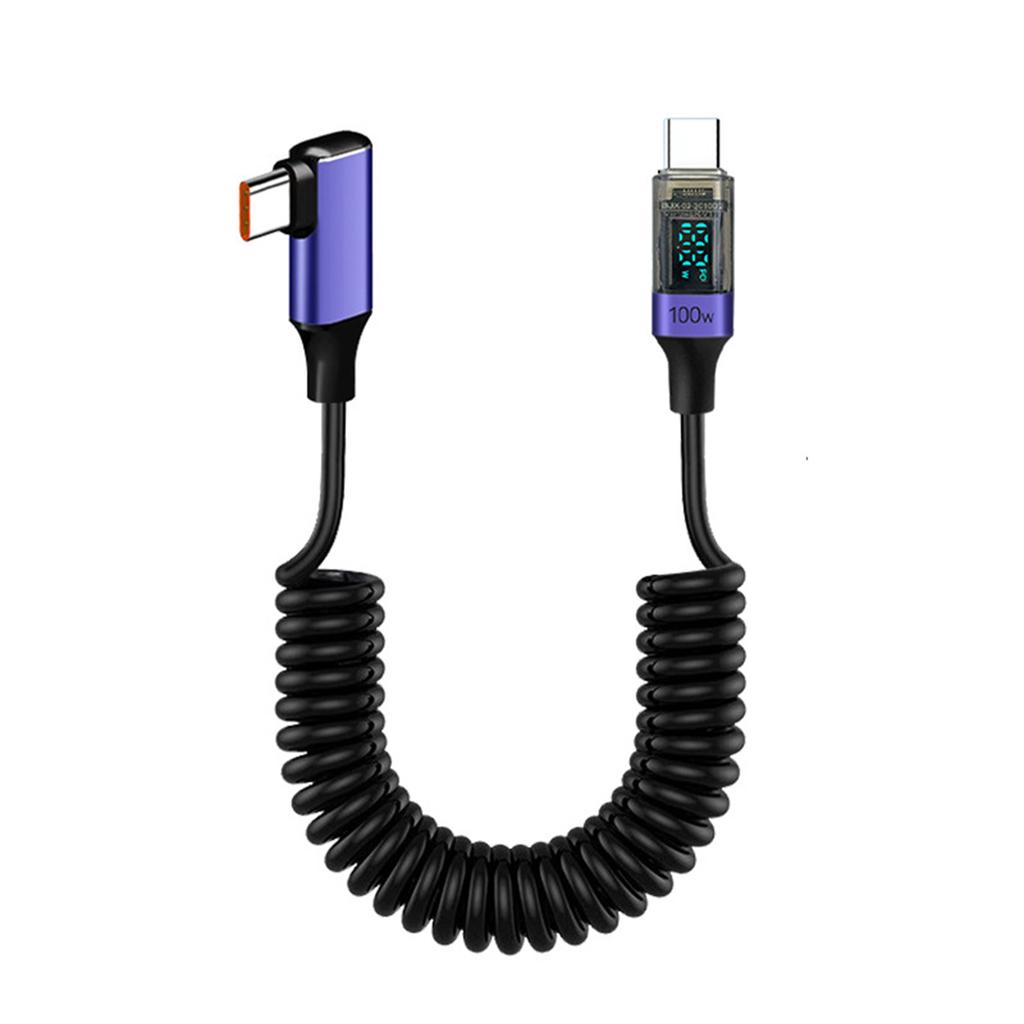 Elbow 100W digital display spring fast charging cable super fast charging data cable digital display