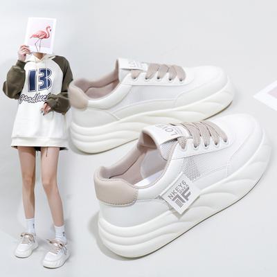 Women's Summer Casual Chunky Platform Mesh Sneakers Non-slip Lightweight Lace Up Breathable Walking Shoes Tennis Sneakers Female Low-Top Sport Shoes