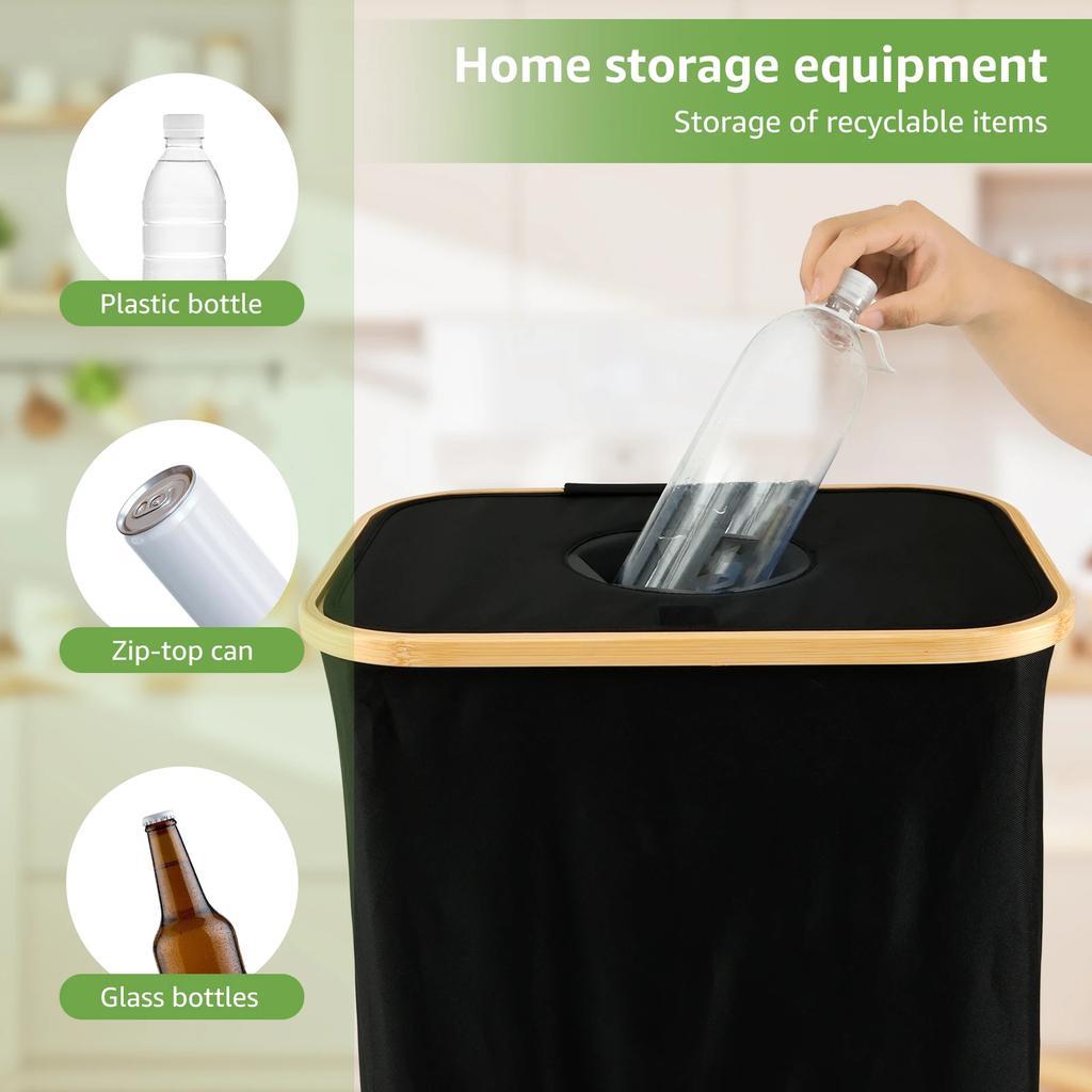 105L Trash Can Kitchen Household Recycling Bin Foldable Oxford Cloth Large Capacity Collecting Bottle Portable Recycling