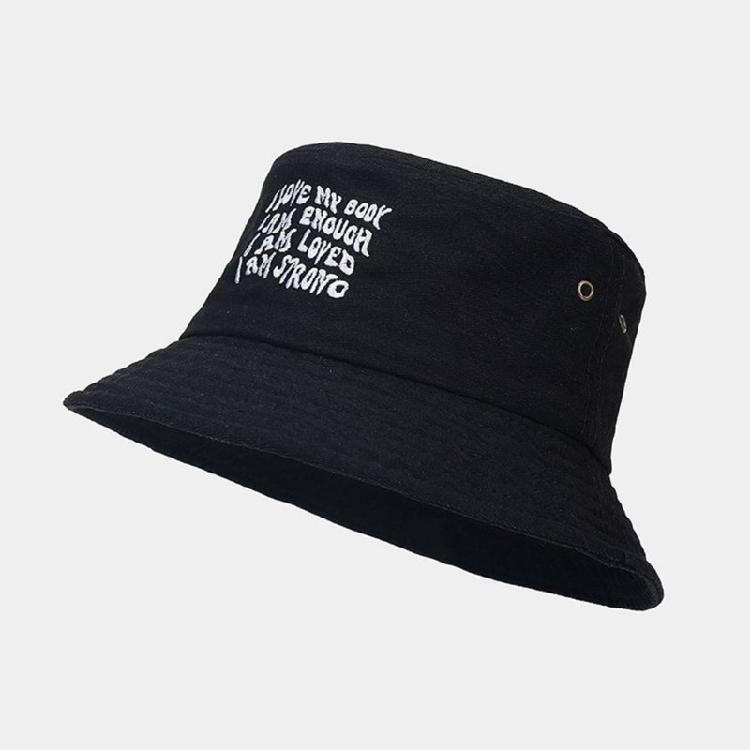 Girl Embroidery Letter Fisherman Hat Wide Brim Bucket Hat Spring Sunproof Hat