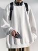 Men's Heavy Waffle Round Neck Sweatshirt - Trendy Long-Sleeve, Loose-Fit for Spring and Autumn
