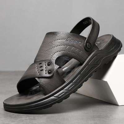 Sandales décontractées pour hommes Été Cuir microfibre décontracté Chaussures de plage avec coussinets en latex pour l'extérieur, Antidérapantes Âge moyen