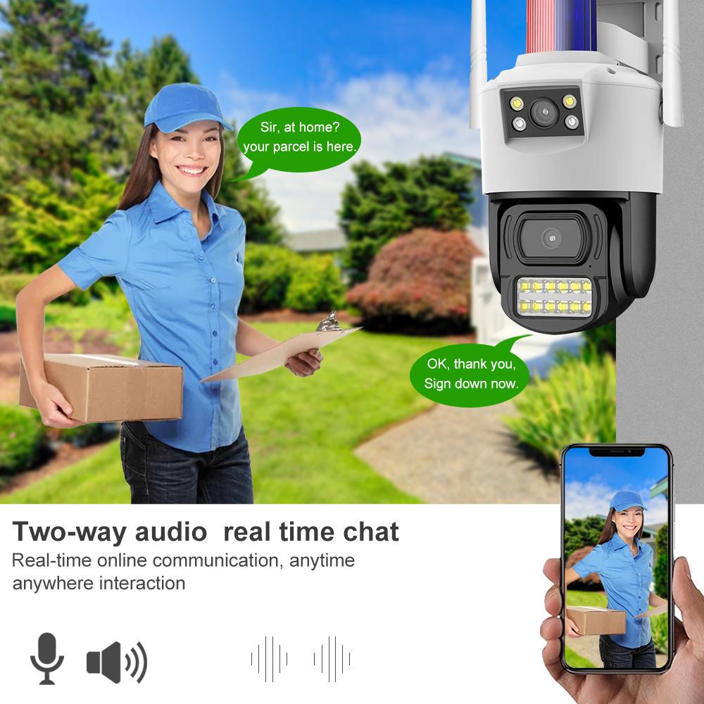 Nieuwe 4G Camera Sim-kaart 4K 8MP Dual Lens WIFI IP Camera Buiten IP66 Waterdichte Tweeweg audio AI Human Track Beveiliging