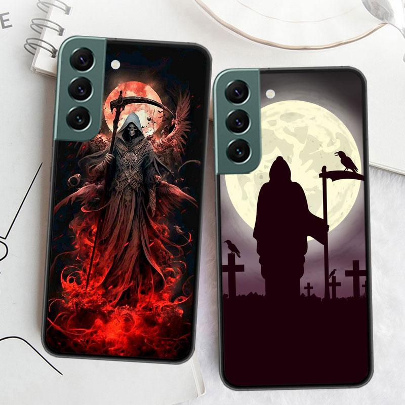 Death Grim Reaper Skull Phone Case For Samsung S25 Edge S24 FE Galaxy S22 Ultra S21 Plus S20 S23 S10 Plus Cover Silicone Soft Co