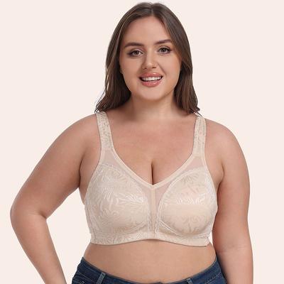 European and American Embroidered Full Cup Plus Size Bra Ultra-thin Without Underwire Underwear