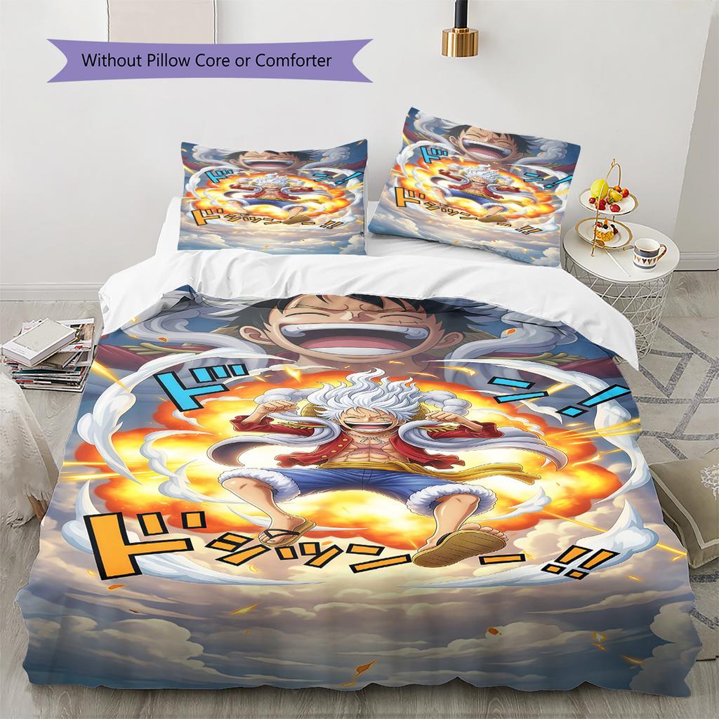 Luffy D Vzor Povlečení Přikrývka Sada Povlak na přikrývku Povlak na polštář Domov Narozeninový dárek(1 * povlak na peřinu + 2 * povlak na polštář, bez jádra)