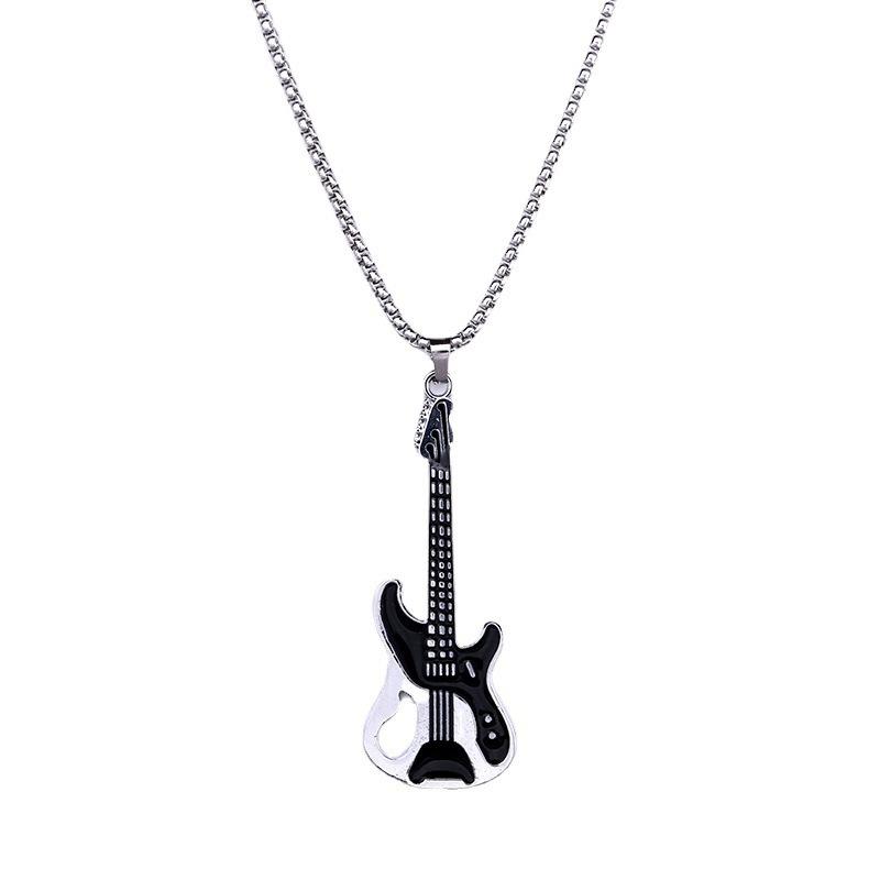 Simple Guitar College Style Rock Instrument Student Versatile Accessories Niche Design Necklace Pendant