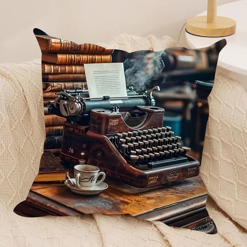 Brown Retro Autumn Time Cushion Cover Silky Short Plush Invisible Zipper Dustproof Sofa Pillow Case For Home Decor