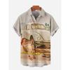 Camisa de Manga Corta de Verano para Hombre con Estampado de Motocicleta para Mujer, Camisa con Cuello, Camisa Casual de Manga Corta Hip-hop para Calle de Hombre