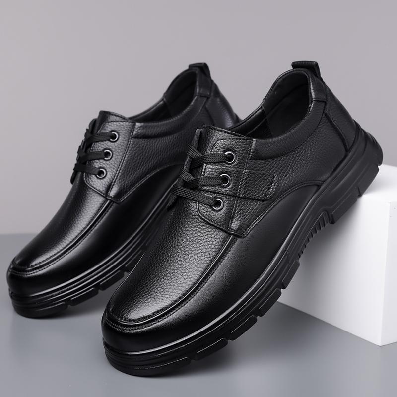 Men's Leather Shoes Flat Casual Shoes Male Footwear Soft Comfortable Black