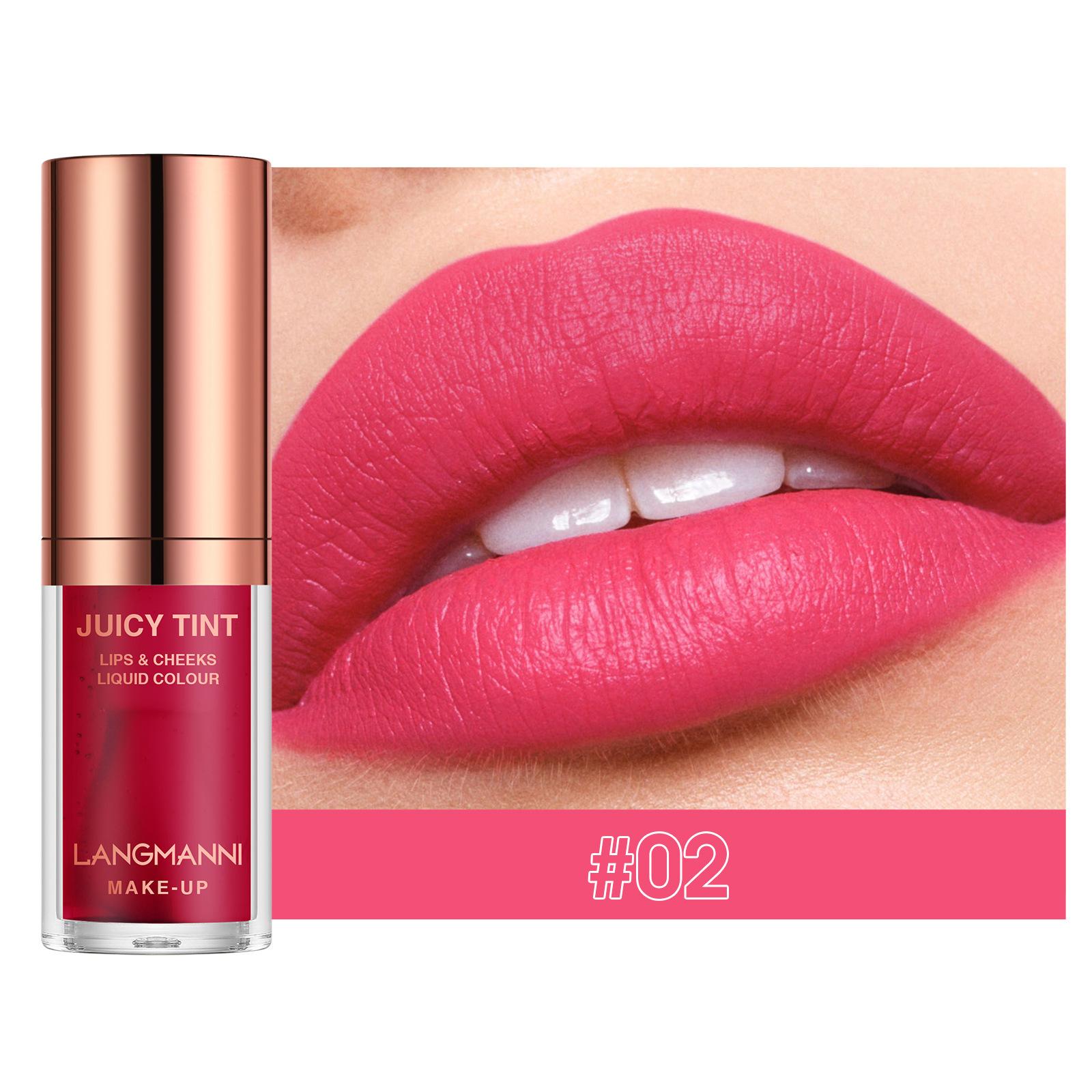

LANGMANNI 4 Color Velvet Lip and Cheek Stick Long Lasting Waterproof Matte Lipstick Blush Dual Use Creamy Smooth Vegan Makeup