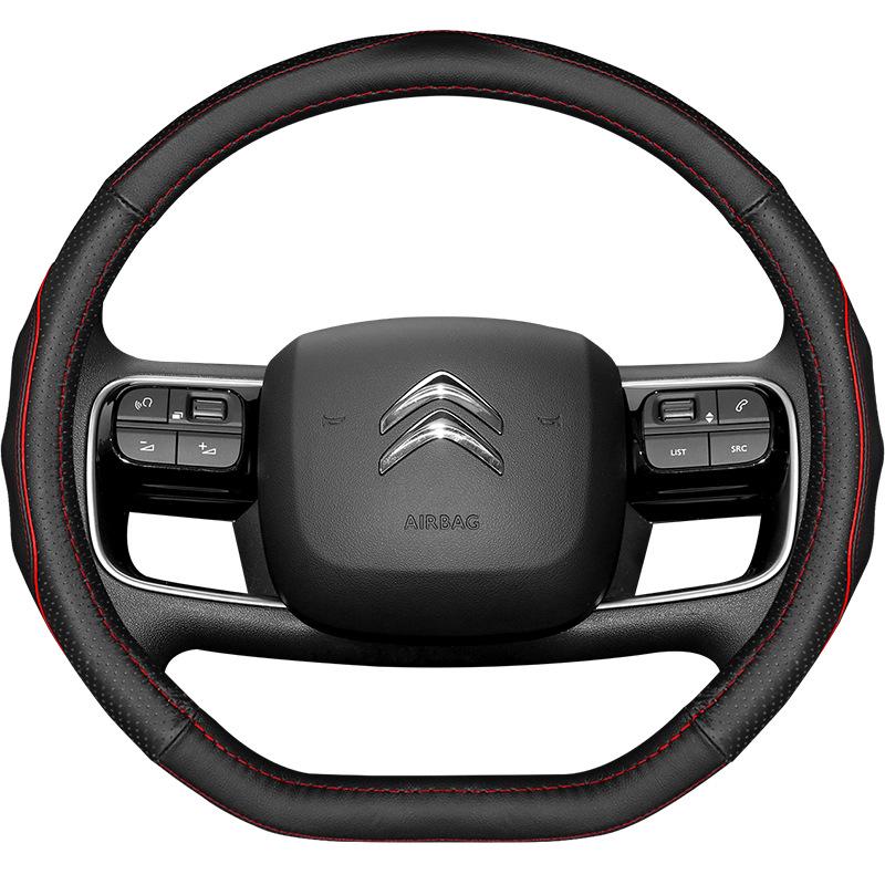 Genuine Leather Steering Wheel Cover for Citroen C56, Sega, C3XR, Elysée, C4L, Tianyi - Universal All-Season Fit