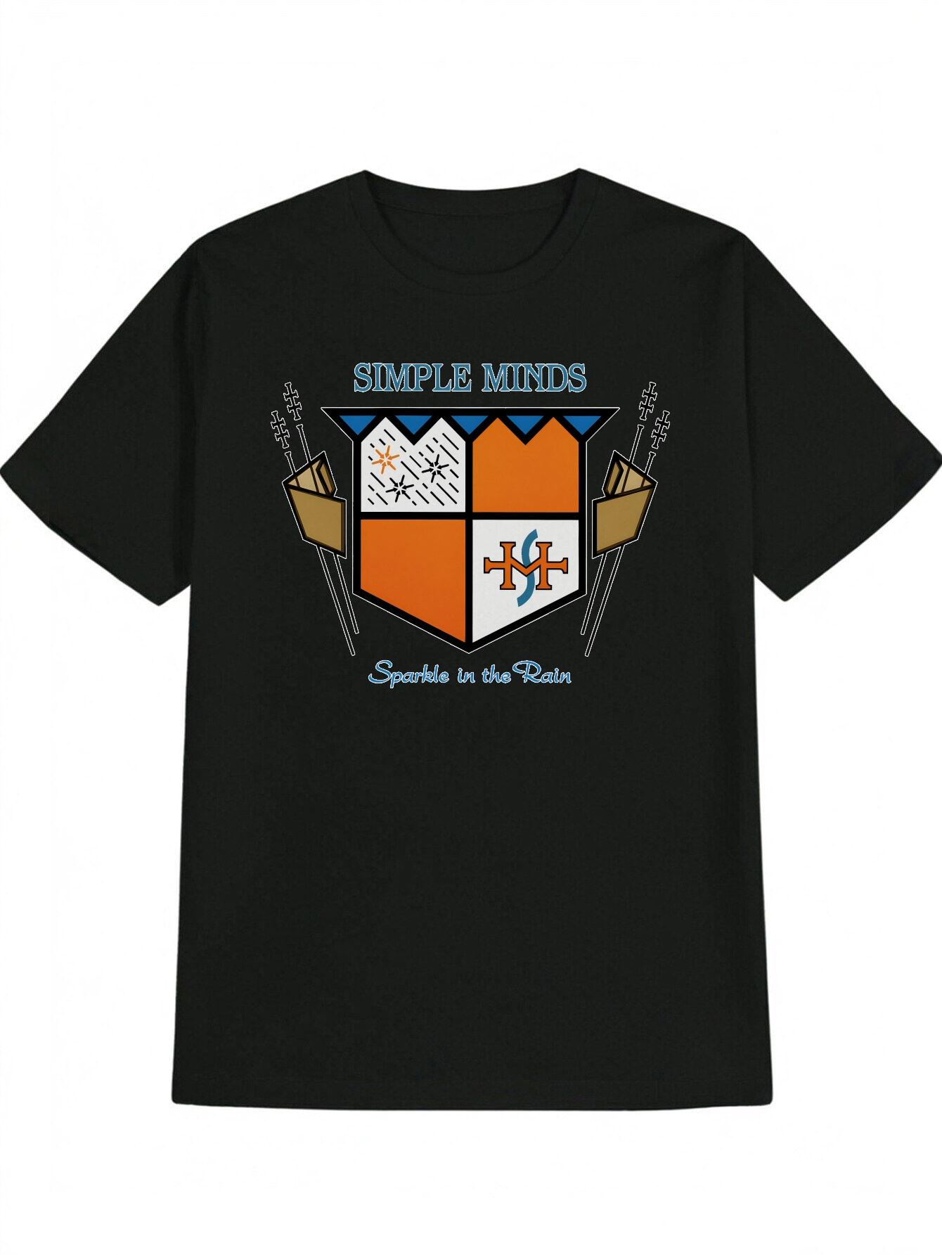 

Casual Graphic T-shirt - SIMPLE MINDS Sparkle in the Rain Print with Musical Notes & Umbrella Design XXXL