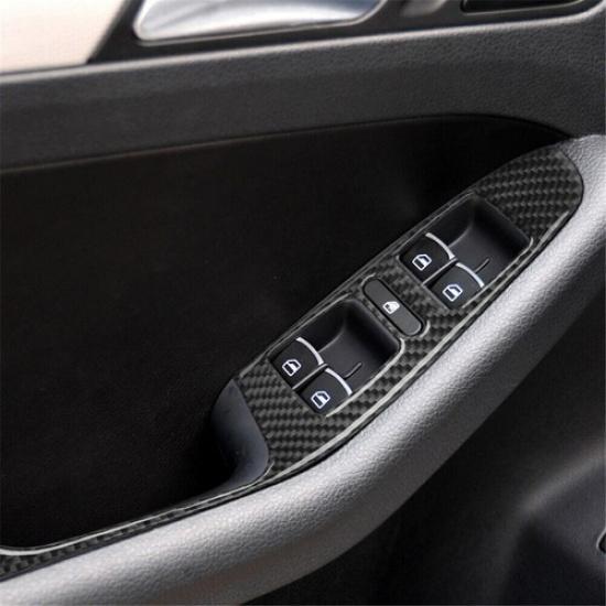4Pcs For Volkswagen Jetta 11-14 Carbon Fiber Window Lift Switch Panel Trim Cover