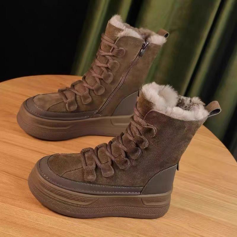 

Women s Warm Mid-Calf Thick-Soled Snow Boots with Fur Lining 35