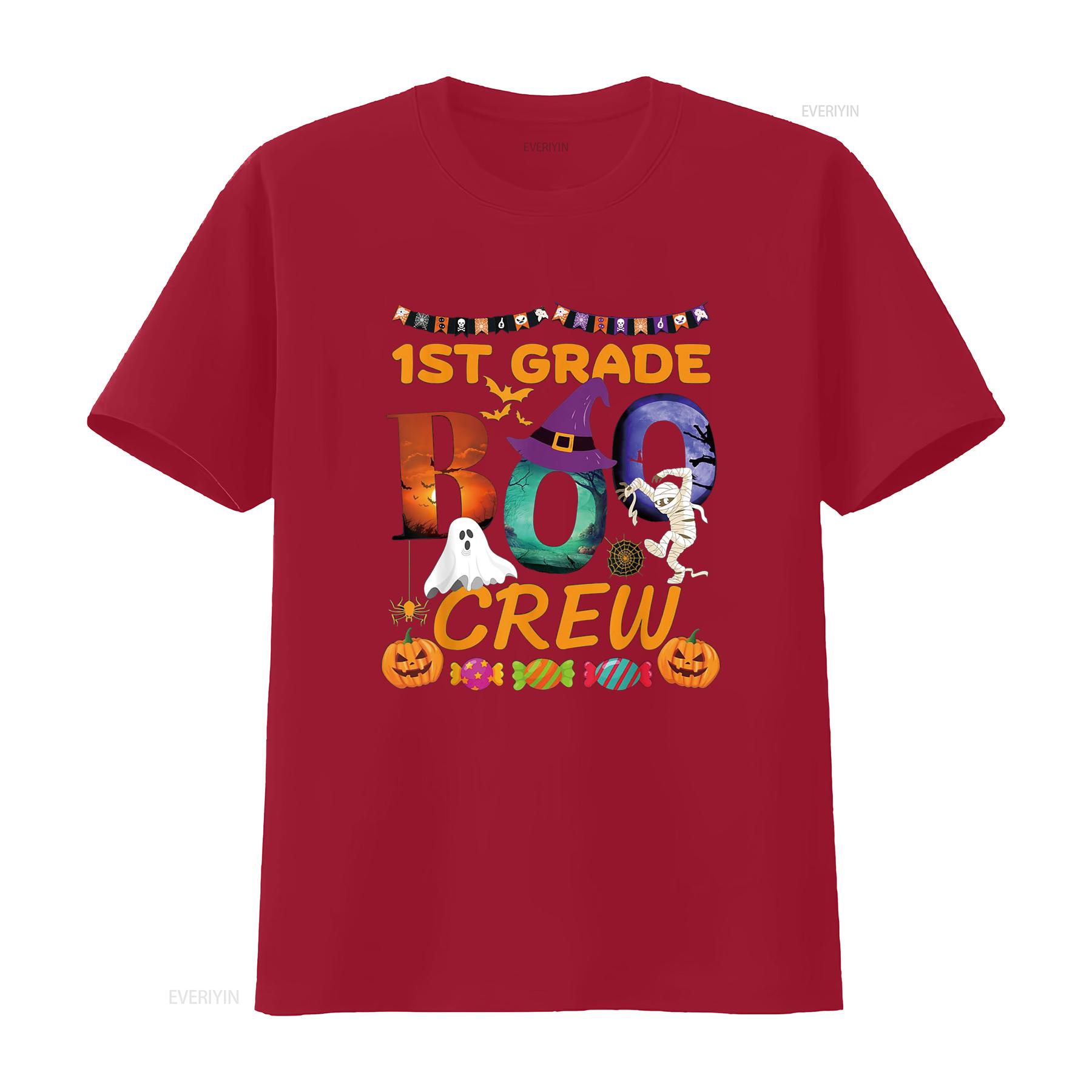 

Funny Cute 1st Grade Boo Crew Halloween Student Teacher Team T Shirt vintage Washed Versatile Comfortable Top For Everyday Wear S