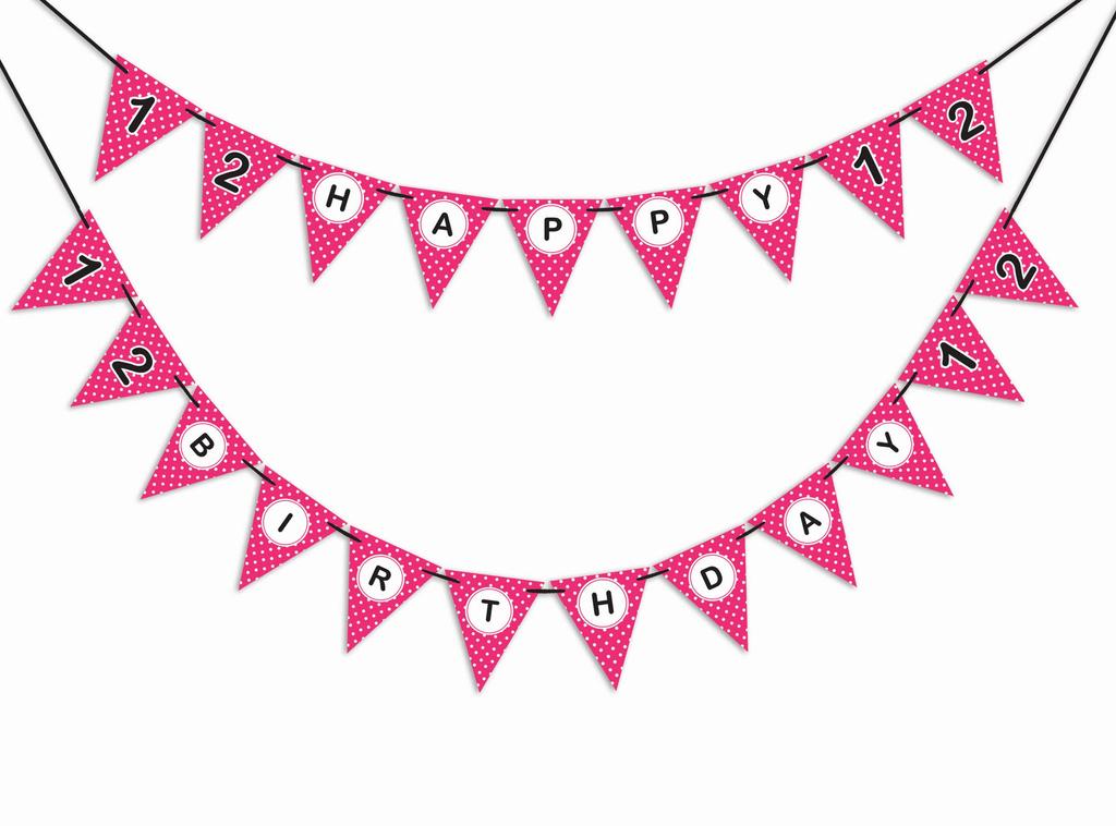 Inkdotpot Birthday Party Decorations Happy Birthday Party Garland Baby Girls Polka Dot Pennant Banner