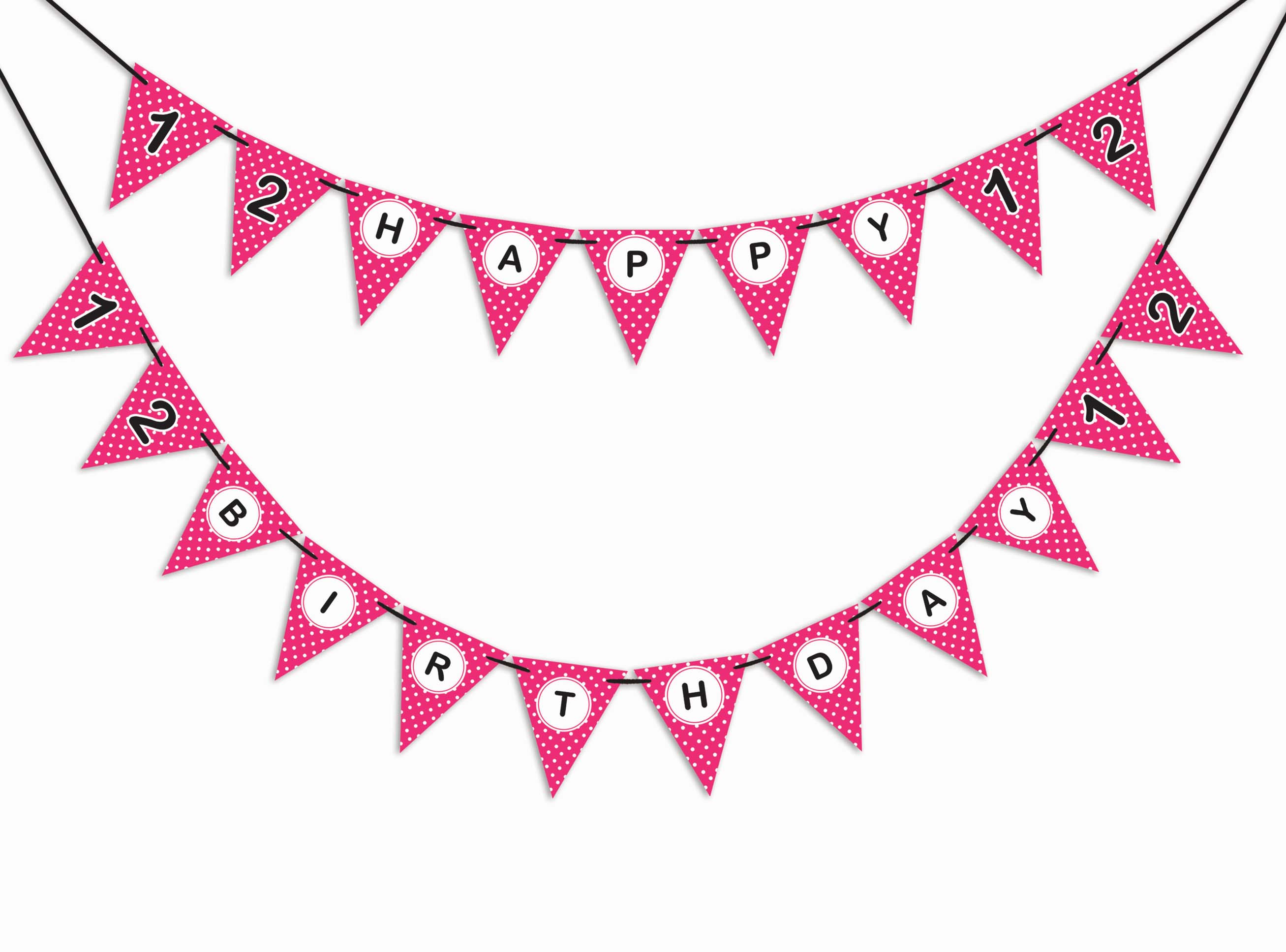 

Inkdotpot Прикраси для вечірки до дня народження, гірлянда для вечірки з днем ​​народження, банер із вимпелом у горошок для дівчаток рожевий