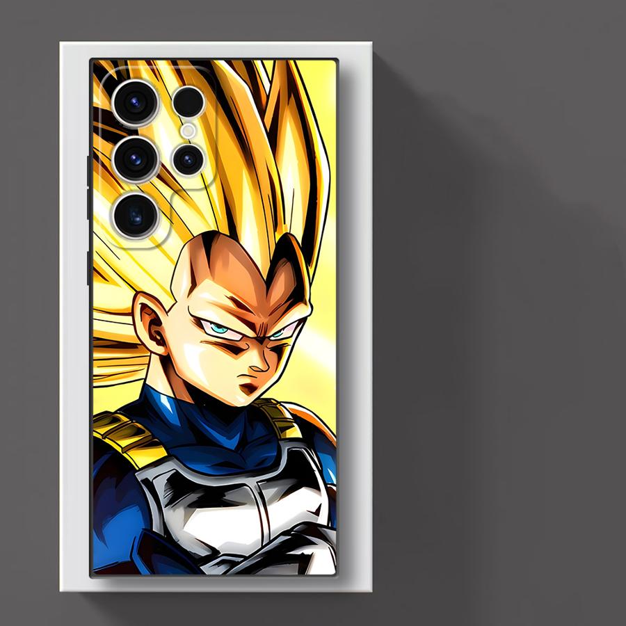 Case for Samsung Galaxy S25 Edge S21 FE S20 S23 Ultra S24 Plus Black Soft Phone Cover Dragon Ball Vegeta Art