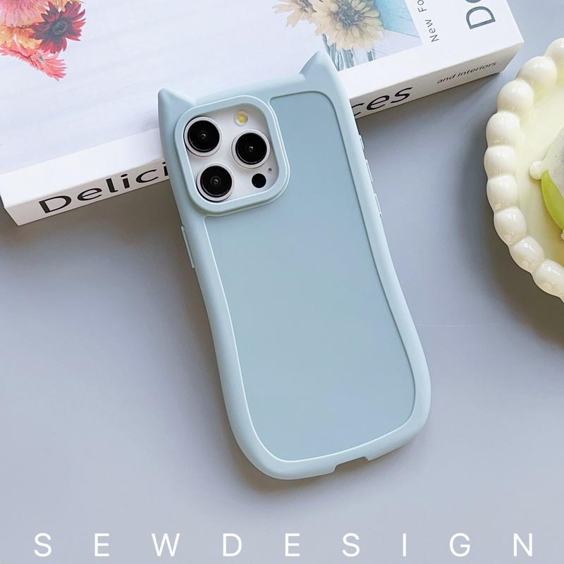 Solid Color Cat Design Phone Case For iPhone 15 Pro Max 14 Plus 13 12 Pro 11 Cute Matte Shockproof Clear Soft TPU Protection Cover