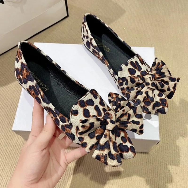 Fashion Suede Leopard Print Woman Flats Slip-on Elegant Party Casual Sale 39 Summer 2025 With Discount Chic Trend Spring Shoes for Women
